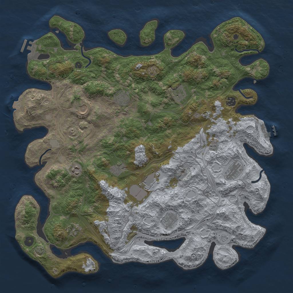 Rust Map: Procedural Map, Size: 4500, Seed: 676165798, 19 Monuments