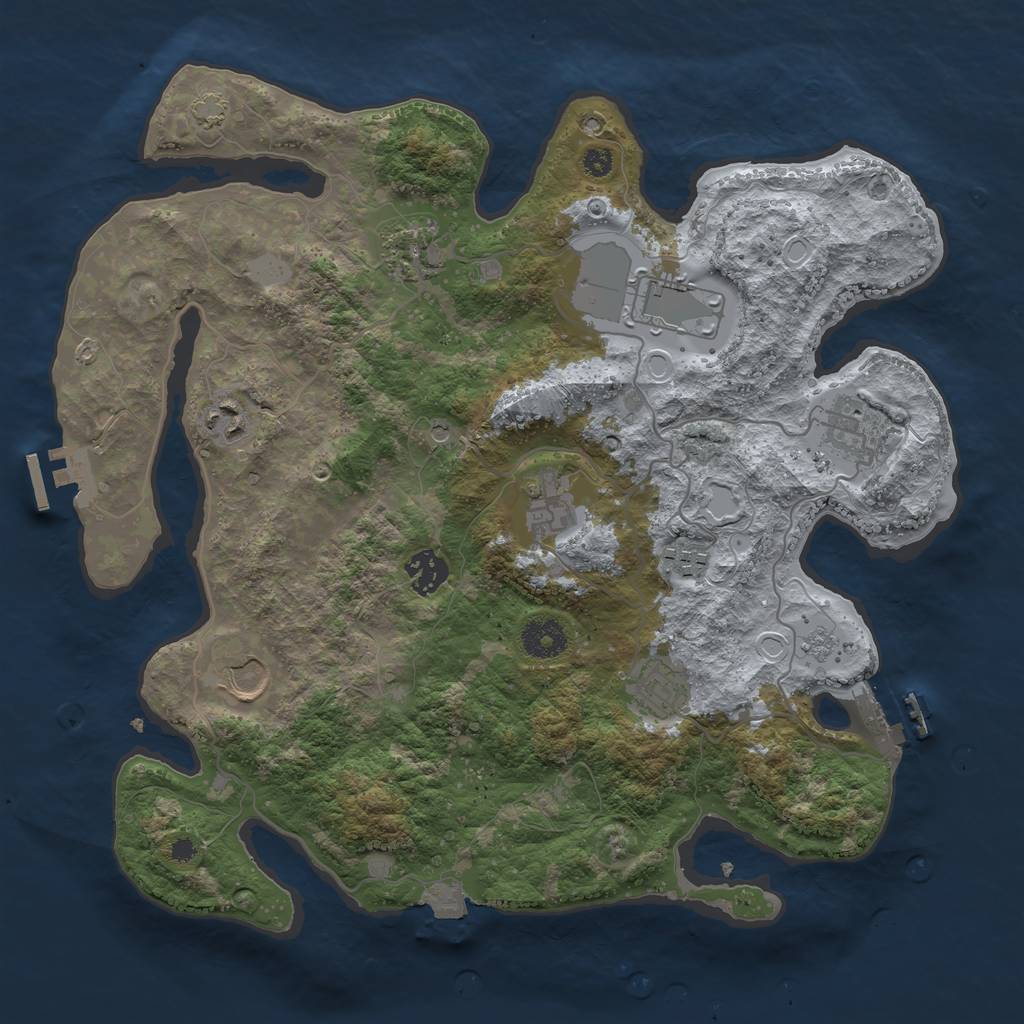 Rust Map: Procedural Map, Size: 3600, Seed: 424273531, 17 Monuments