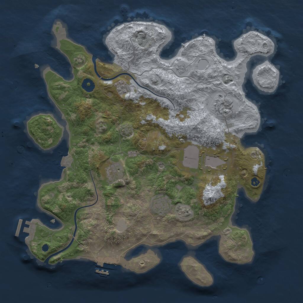 Rust Map: Procedural Map, Size: 3500, Seed: 735368873, 11 Monuments