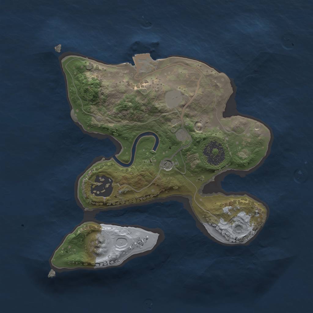 Rust Map: Procedural Map, Size: 2048, Seed: 1170592286, 5 Monuments