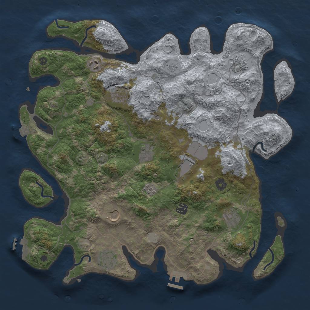 Rust Map: Procedural Map, Size: 4000, Seed: 1047937478, 18 Monuments