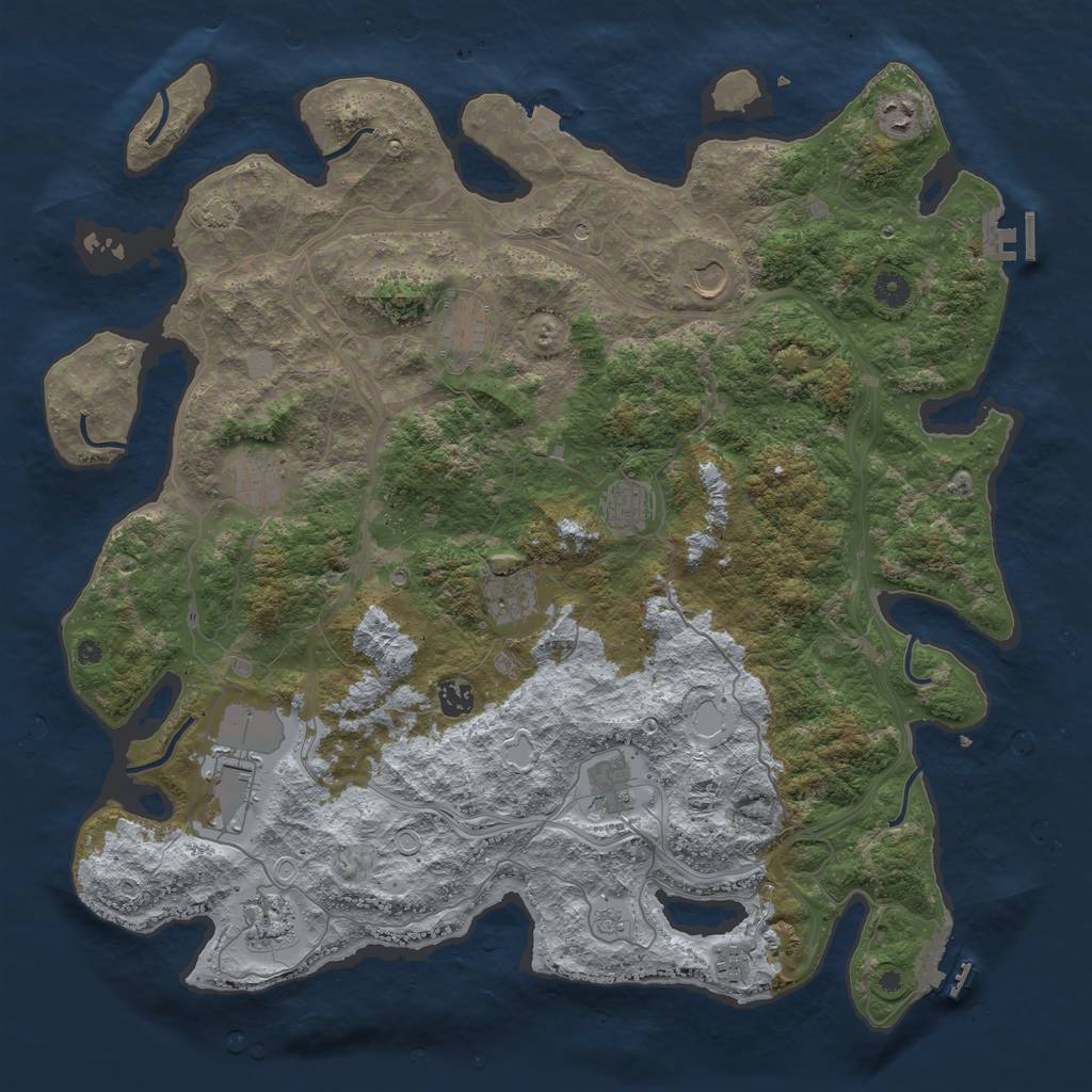 Rust Map: Procedural Map, Size: 4500, Seed: 85080800, 19 Monuments