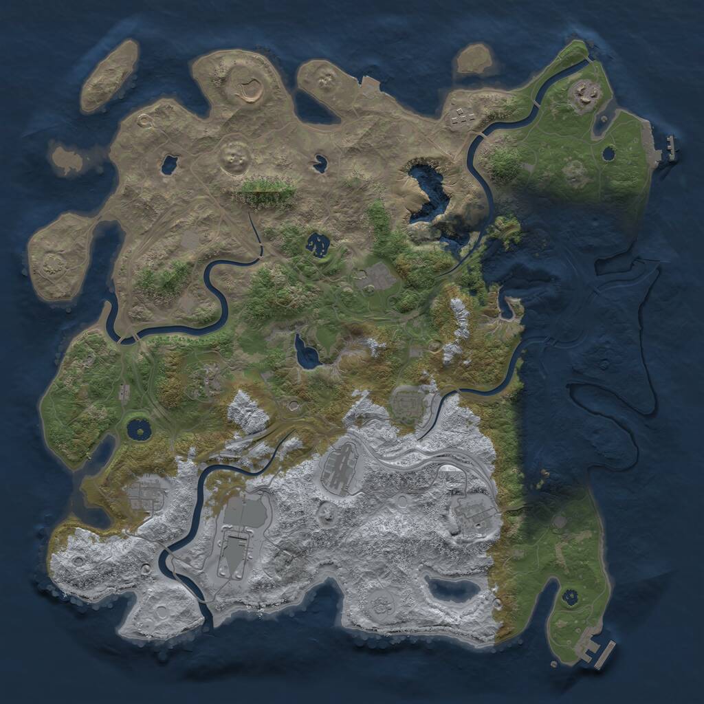 Rust Map: Procedural Map, Size: 4500, Seed: 85080800, 17 Monuments