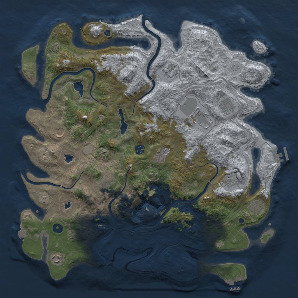 Rust Map: Procedural Map, Size: 4500, Seed: 1842561620, 17 Monuments