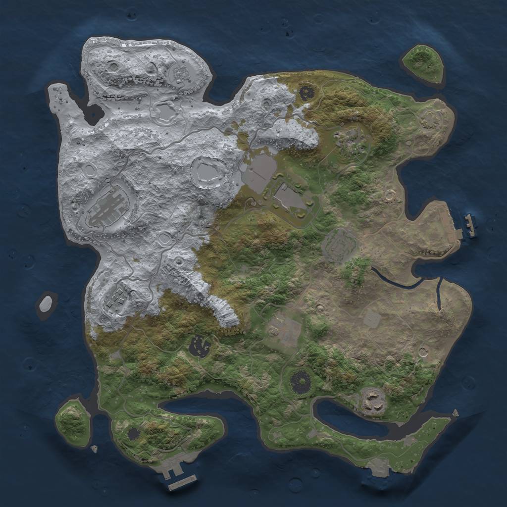 Rust Map: Procedural Map, Size: 3500, Seed: 361280750, 16 Monuments