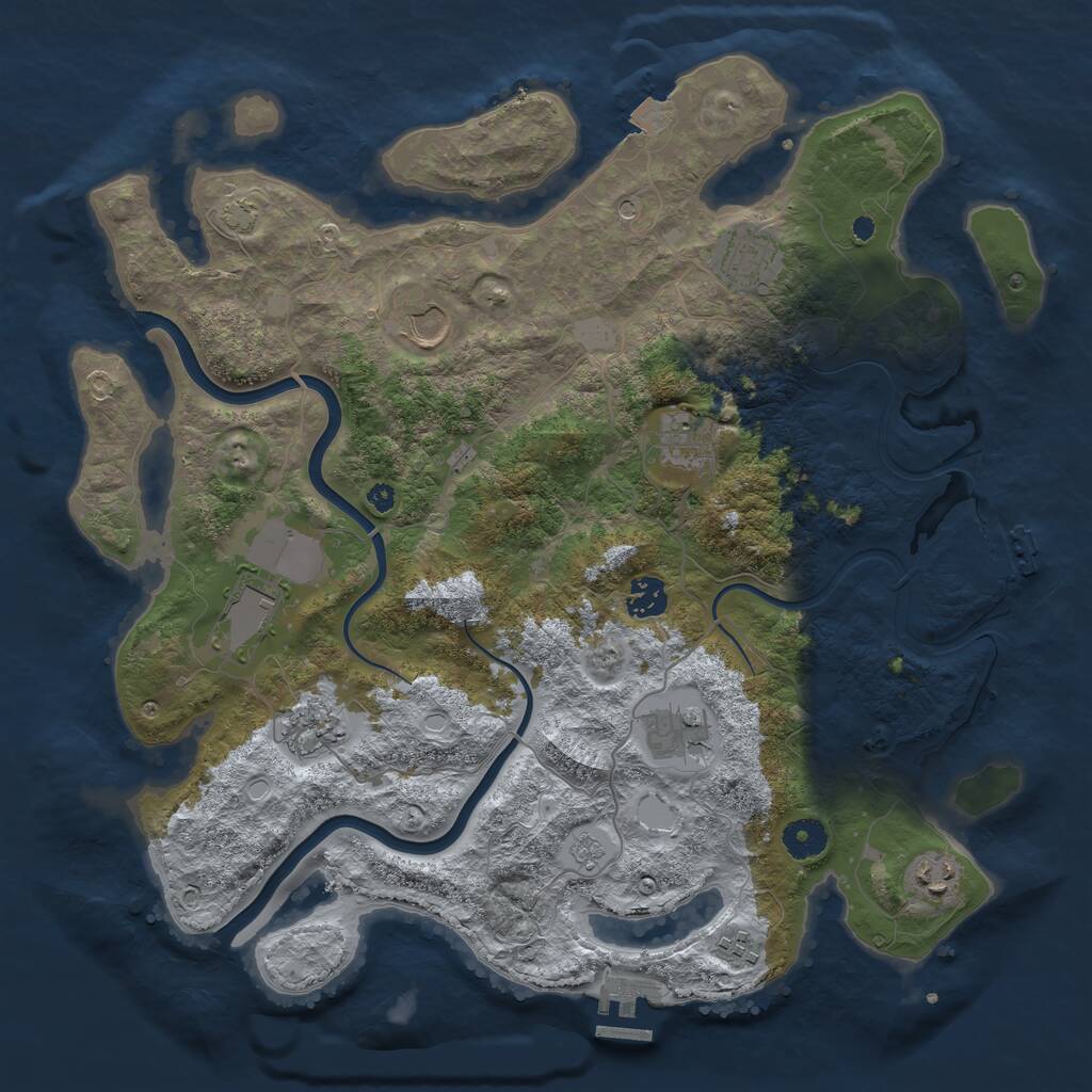 Rust Map: Procedural Map, Size: 3900, Seed: 30495284, 15 Monuments
