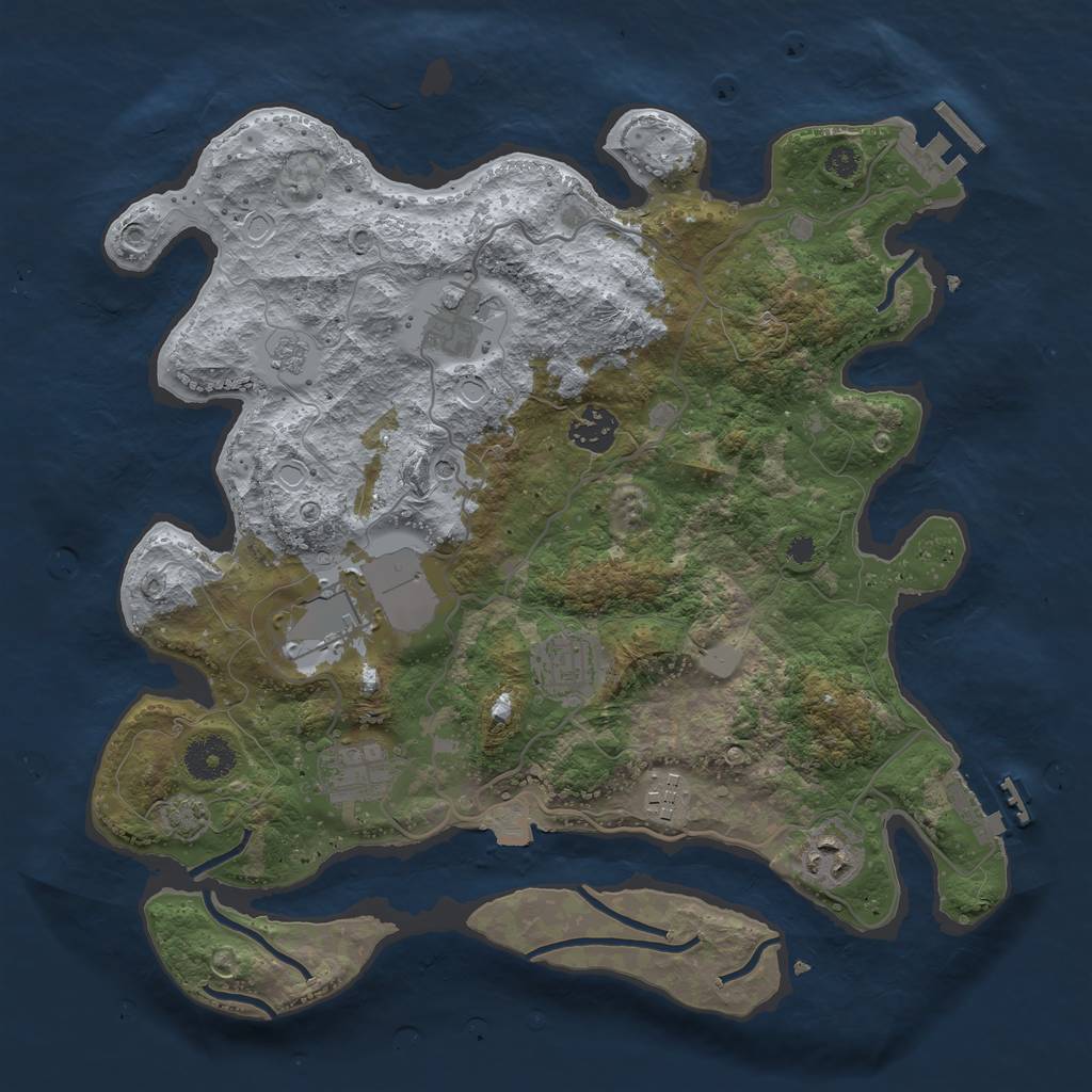 Rust Map: Procedural Map, Size: 3500, Seed: 465783, 15 Monuments