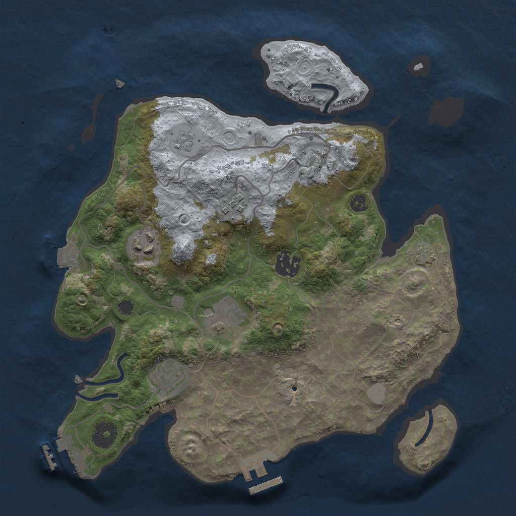 Rust Map: Procedural Map, Size: 3000, Seed: 54363463, 13 Monuments