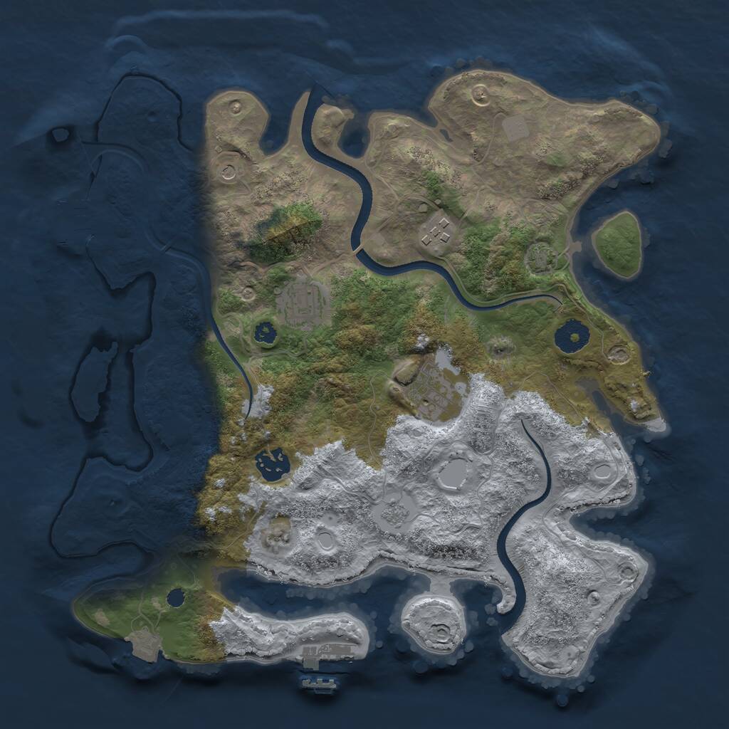 Rust Map: Procedural Map, Size: 3300, Seed: 1992890501, 10 Monuments