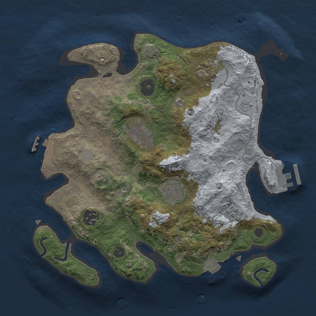 Rust Map: Procedural Map, Size: 3000, Seed: 1102850139, 13 Monuments