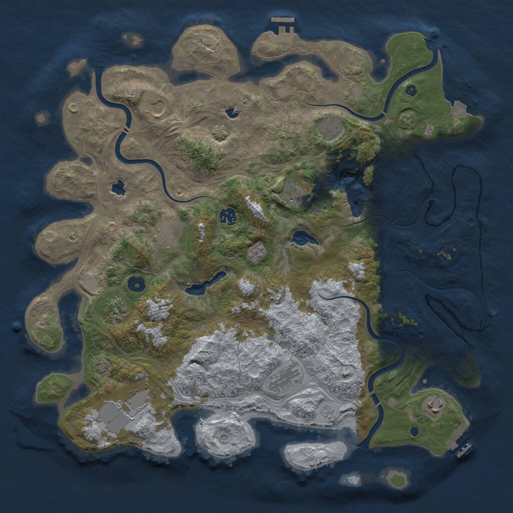Rust Map: Procedural Map, Size: 4500, Seed: 1515903234, 16 Monuments
