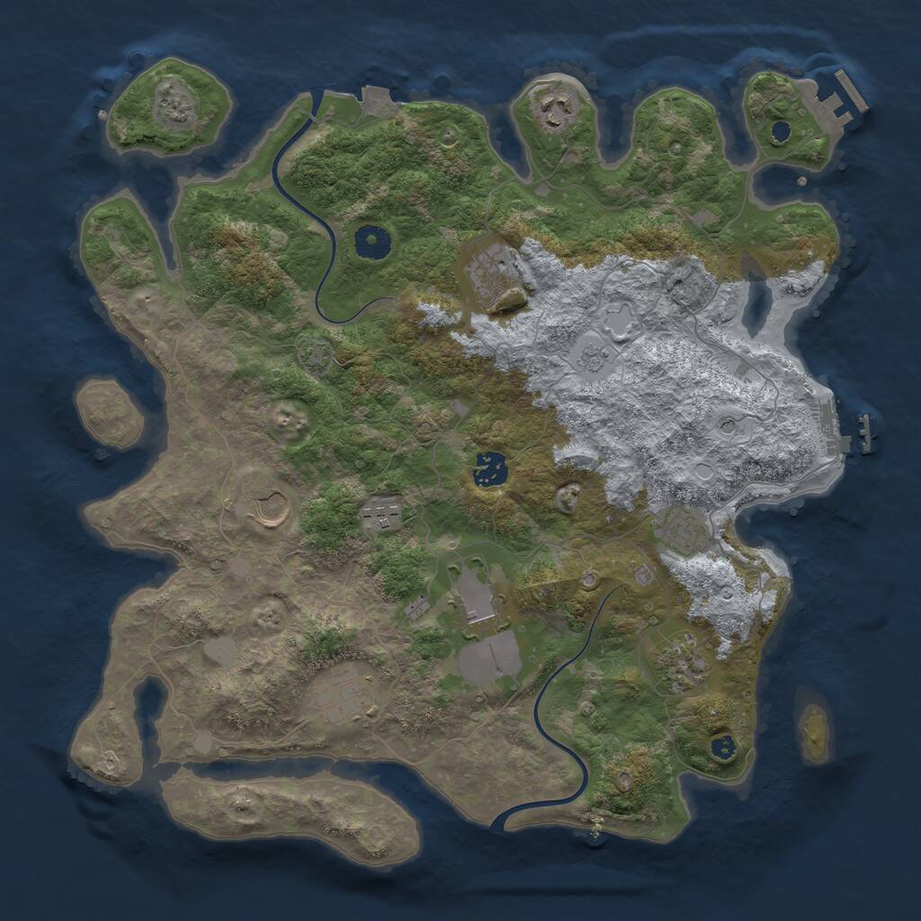 Rust Map: Procedural Map, Size: 3850, Seed: 648252984, 15 Monuments