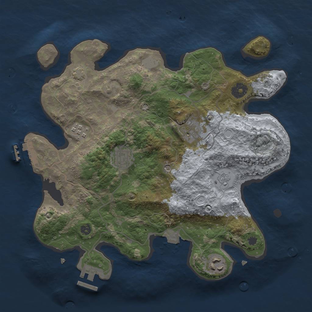 Rust Map: Procedural Map, Size: 3000, Seed: 23452345, 12 Monuments