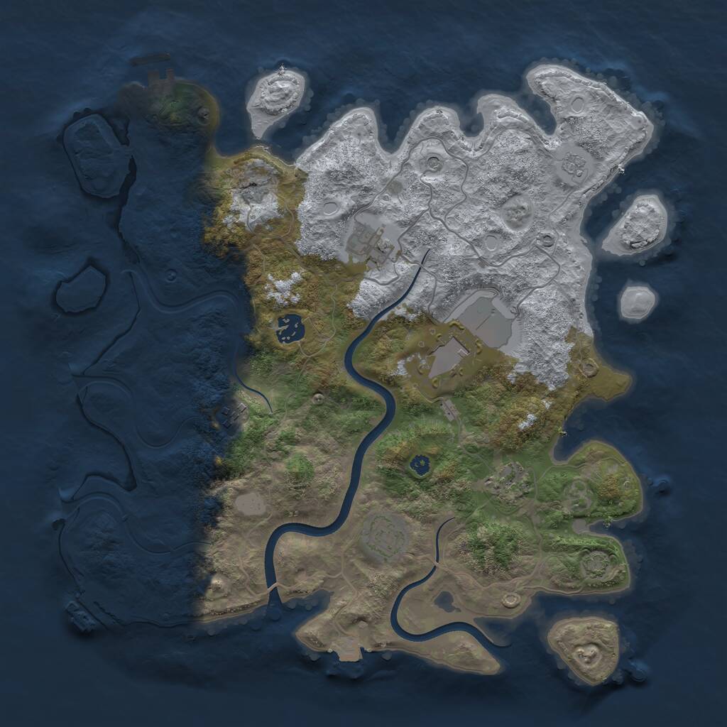 Rust Map: Procedural Map, Size: 3700, Seed: 21028414, 12 Monuments