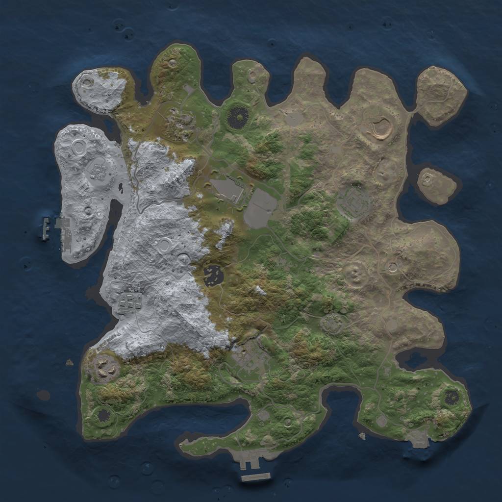 Rust Map: Procedural Map, Size: 3500, Seed: 2131371058, 16 Monuments