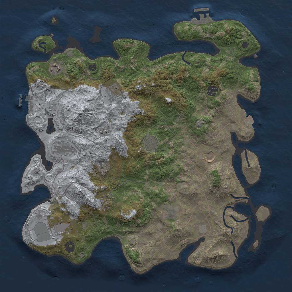 Rust Map: Procedural Map, Size: 4000, Seed: 663600127, 18 Monuments