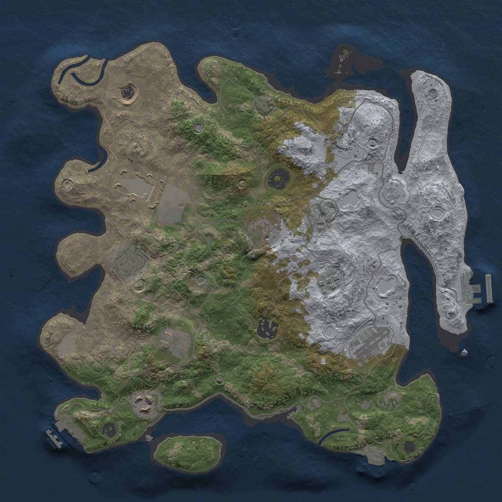 Rust Map: Procedural Map, Size: 3500, Seed: 1149089107, 18 Monuments