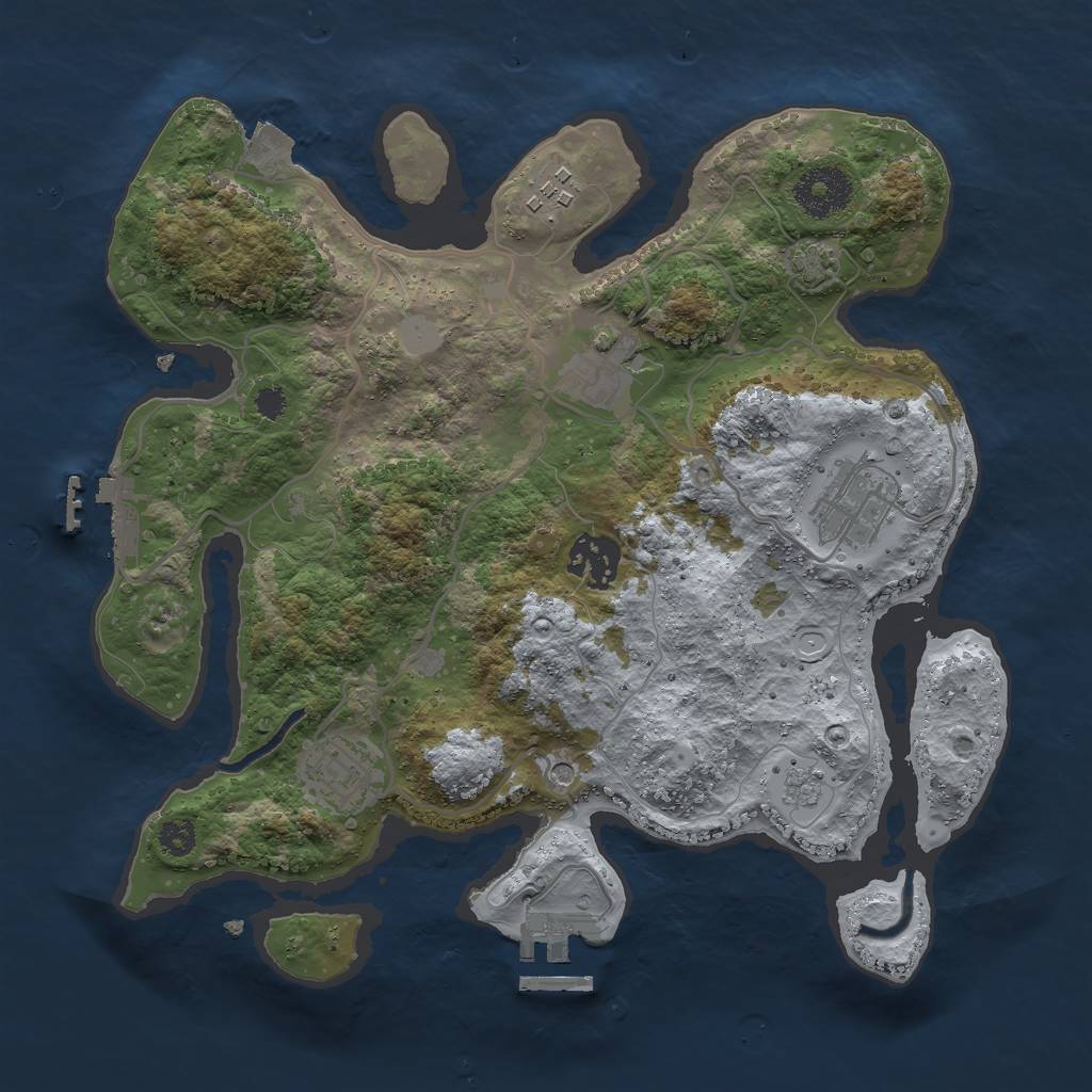 Rust Map: Procedural Map, Size: 3000, Seed: 18832, 13 Monuments