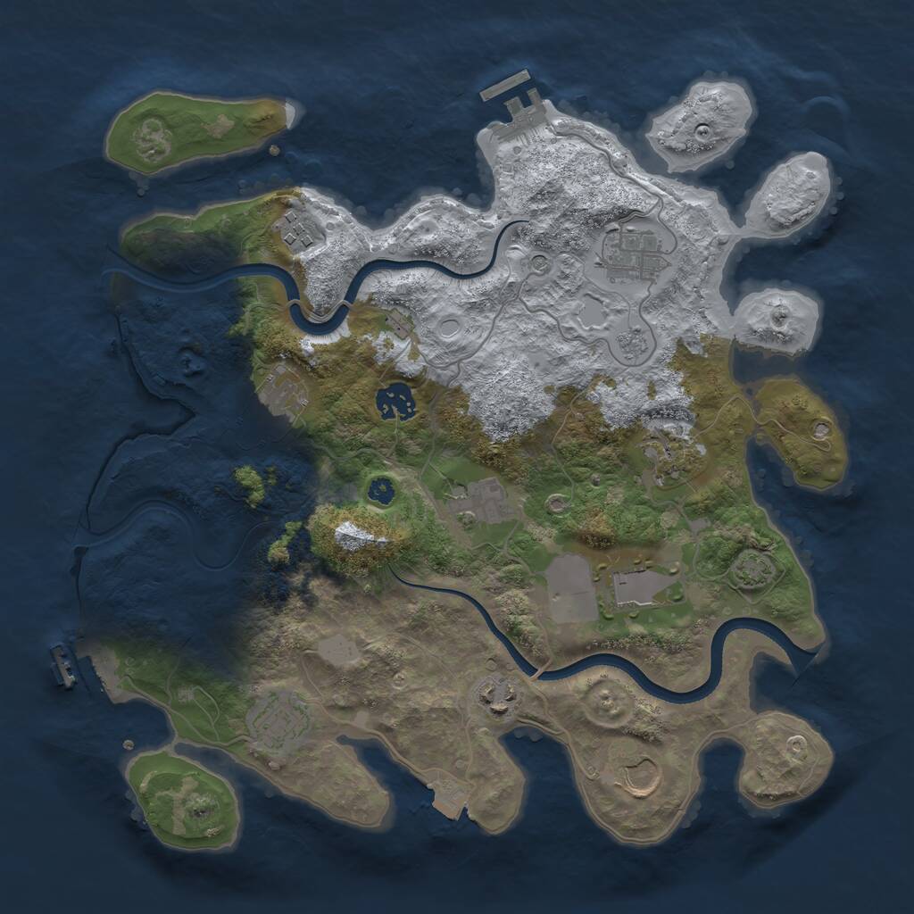 Rust Map: Procedural Map, Size: 3500, Seed: 322144678, 16 Monuments