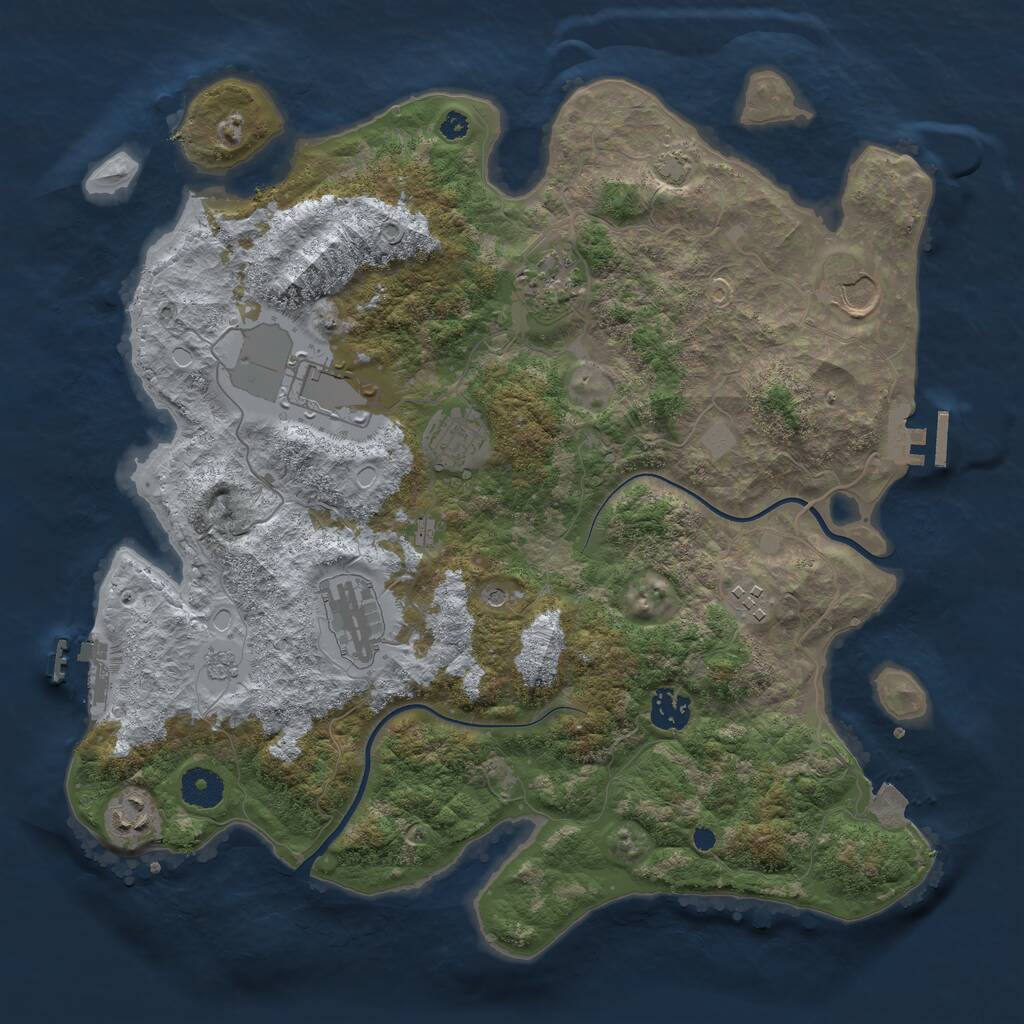Rust Map: Procedural Map, Size: 3700, Seed: 1188871520, 14 Monuments