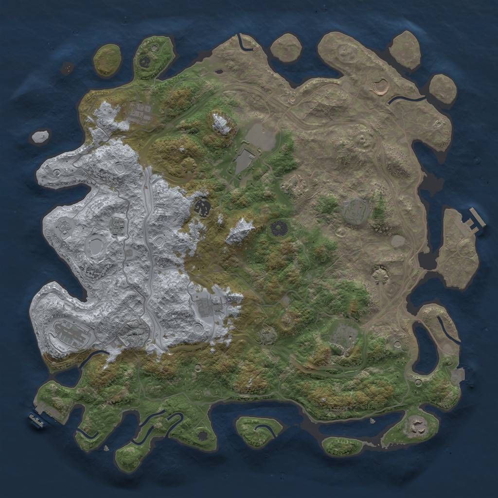 Rust Map: Procedural Map, Size: 4500, Seed: 1868121344, 19 Monuments