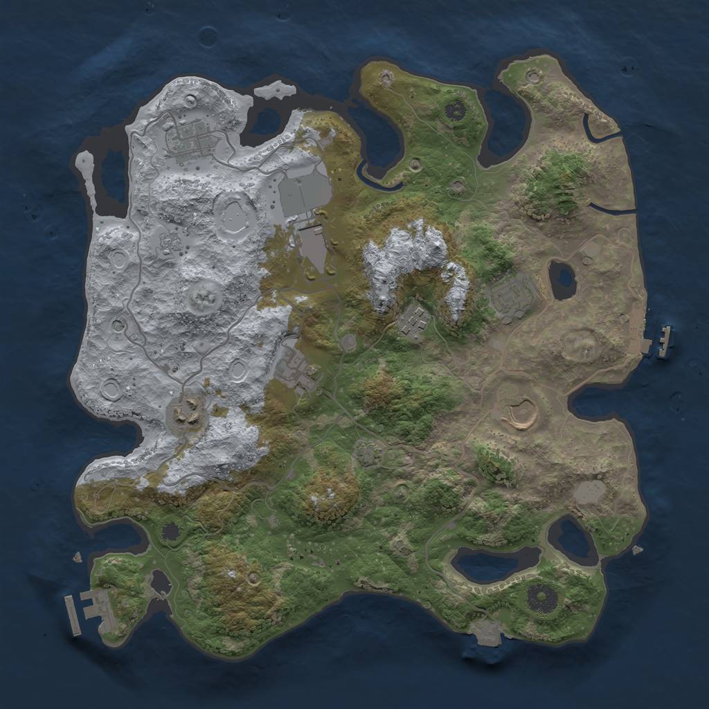 Rust Map: Procedural Map, Size: 3500, Seed: 617593784, 15 Monuments