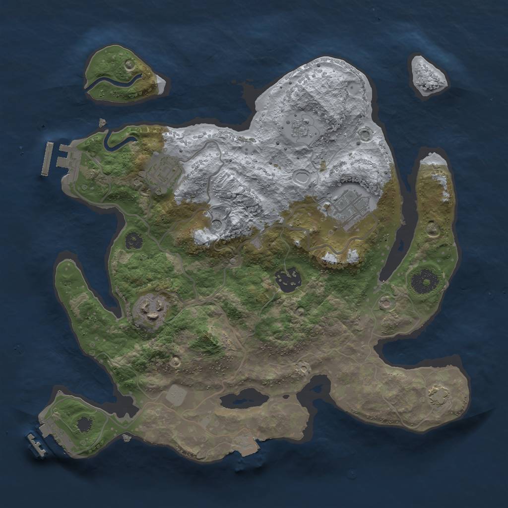 Rust Map: Procedural Map, Size: 3000, Seed: 24551, 12 Monuments