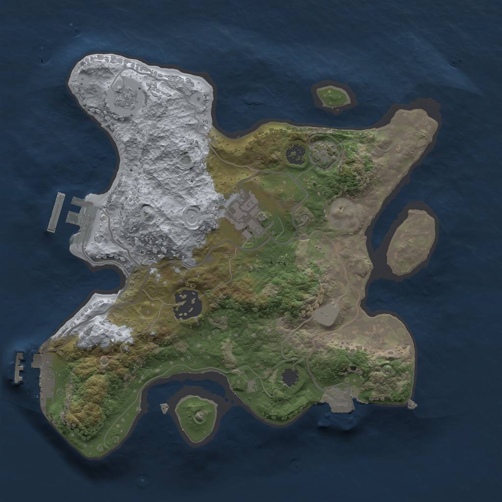 Rust Map: Procedural Map, Size: 2500, Seed: 1847584948, 9 Monuments