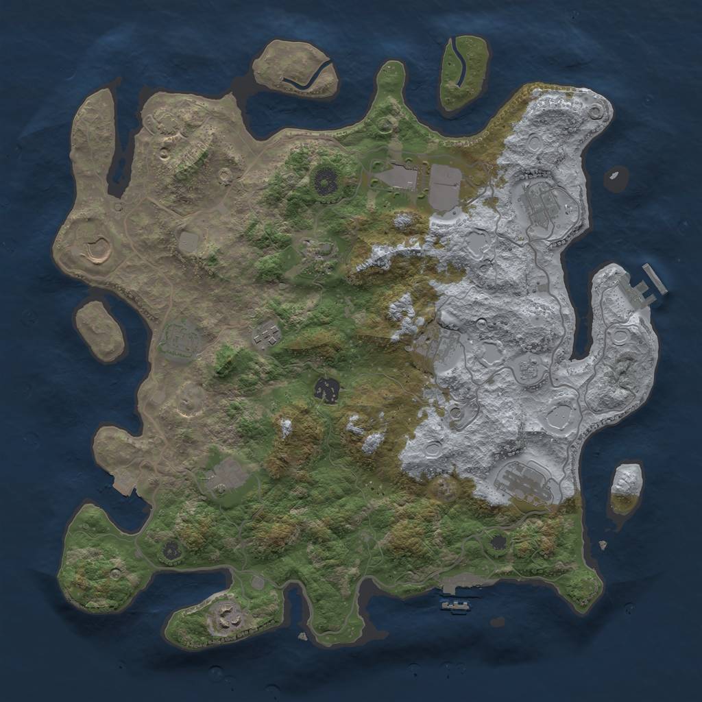 Rust Map: Procedural Map, Size: 4000, Seed: 500065, 19 Monuments