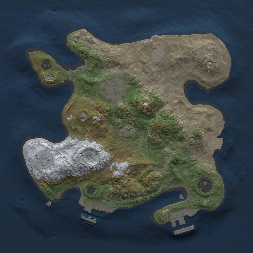 Rust Map: Procedural Map, Size: 2500, Seed: 609176199, 9 Monuments