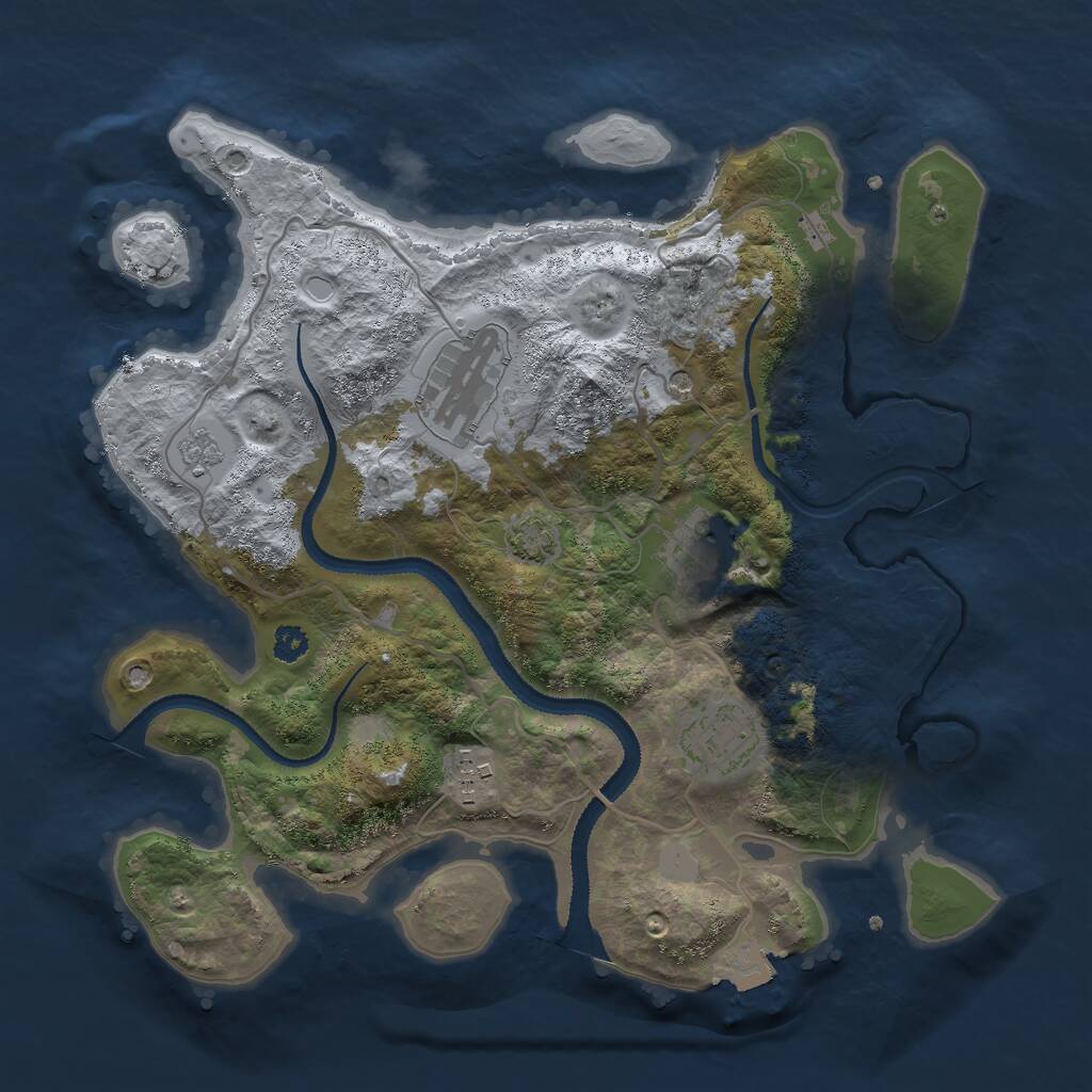 Rust Map: Procedural Map, Size: 3000, Seed: 1673991871, 8 Monuments