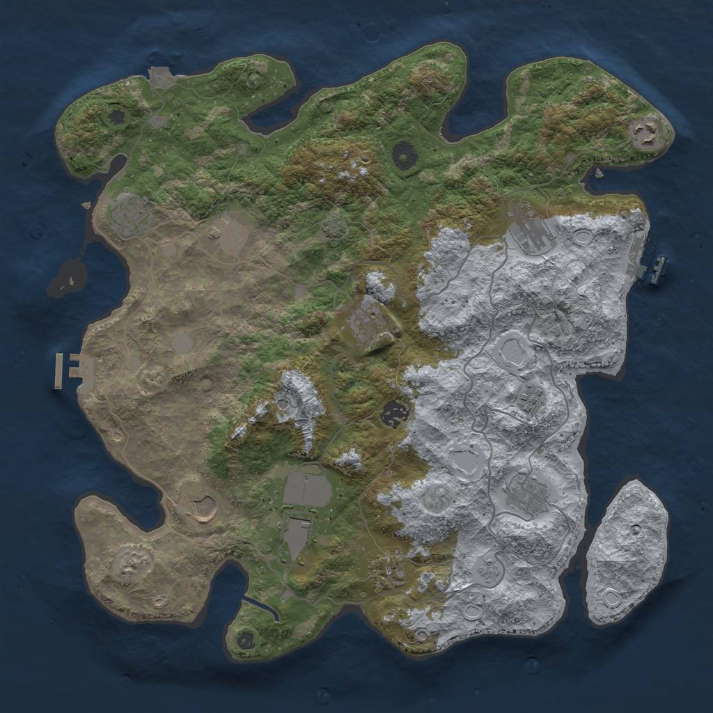 Rust Map: Procedural Map, Size: 4000, Seed: 1637635340, 19 Monuments