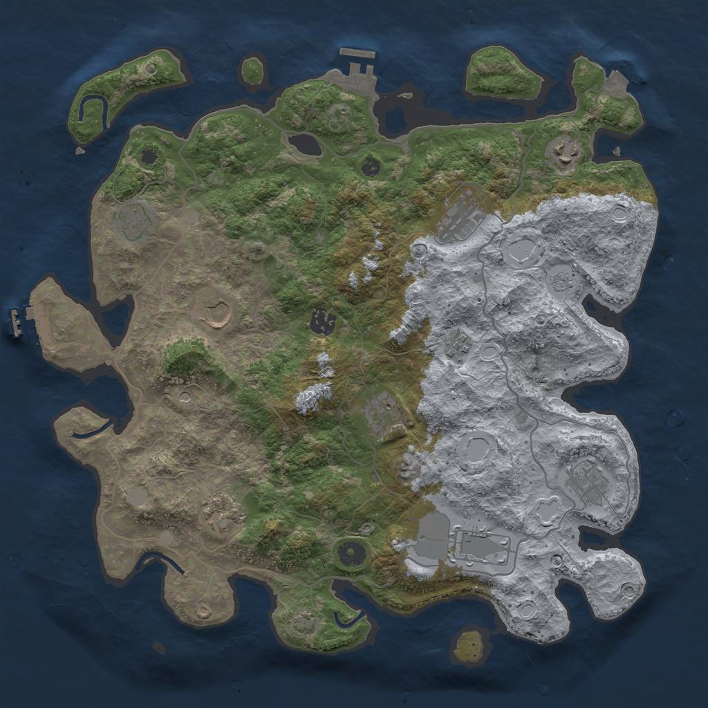 Rust Map: Procedural Map, Size: 4000, Seed: 982339665, 18 Monuments