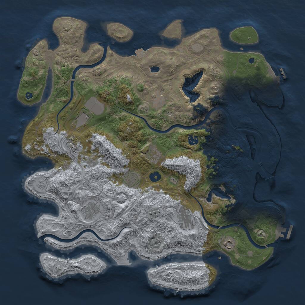 Rust Map: Procedural Map, Size: 4250, Seed: 1187379401, 16 Monuments