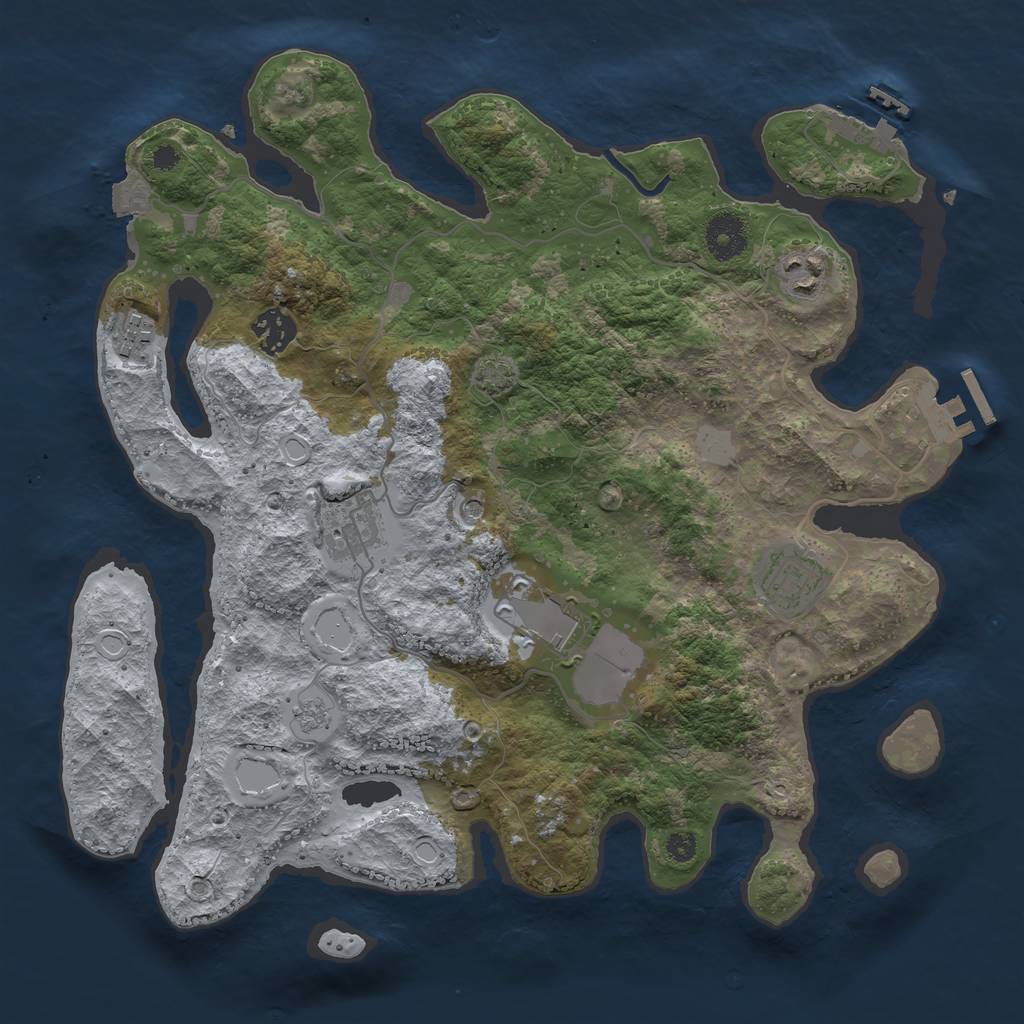 Rust Map: Procedural Map, Size: 3500, Seed: 24466722, 14 Monuments