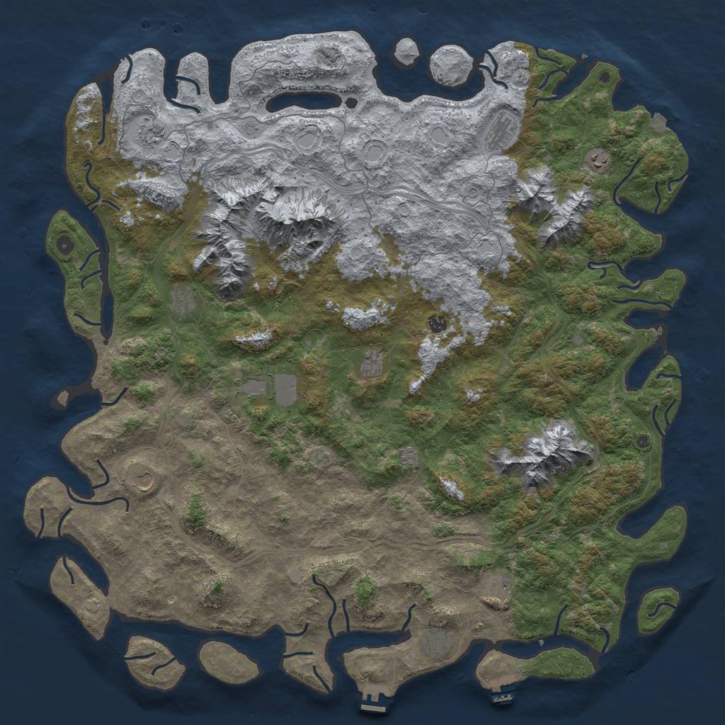 Rust Map: Procedural Map, Size: 6000, Seed: 629017838, 19 Monuments