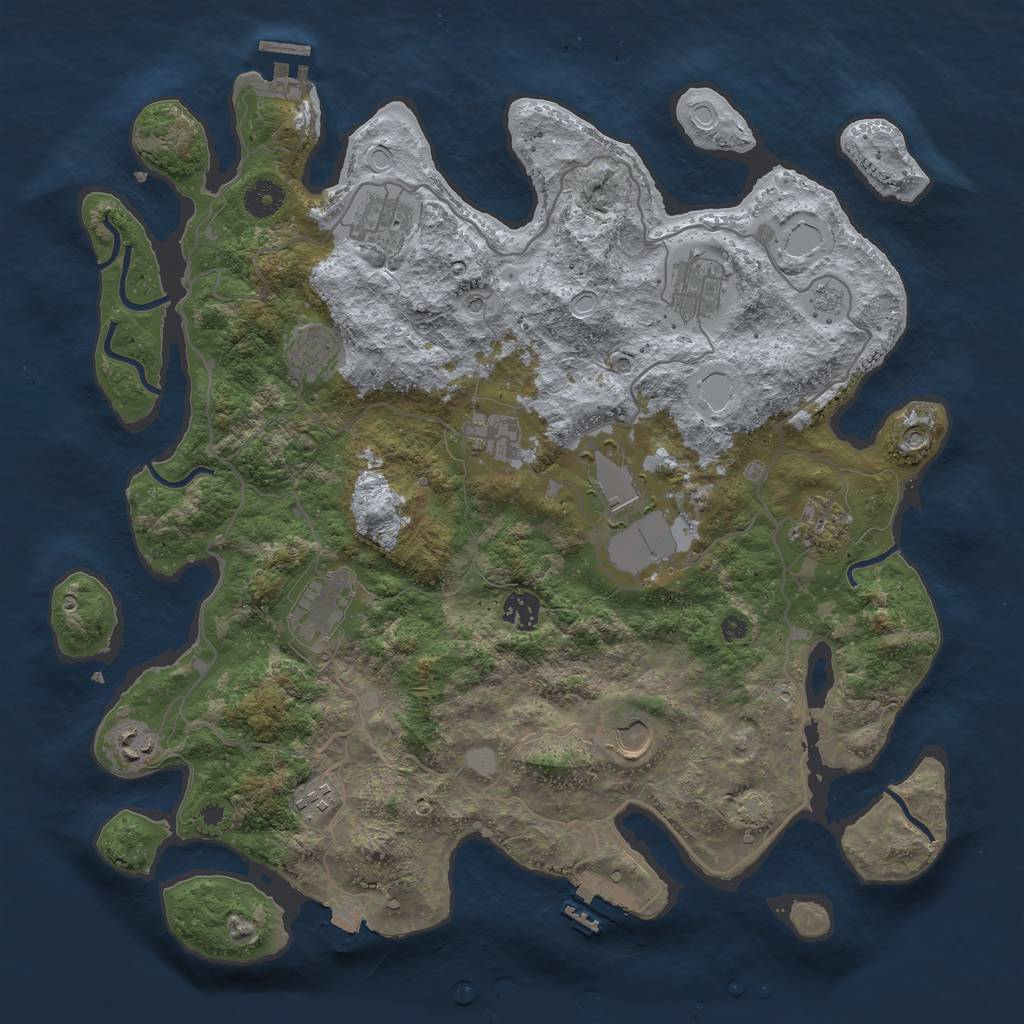 Rust Map: Procedural Map, Size: 4000, Seed: 514729333, 19 Monuments