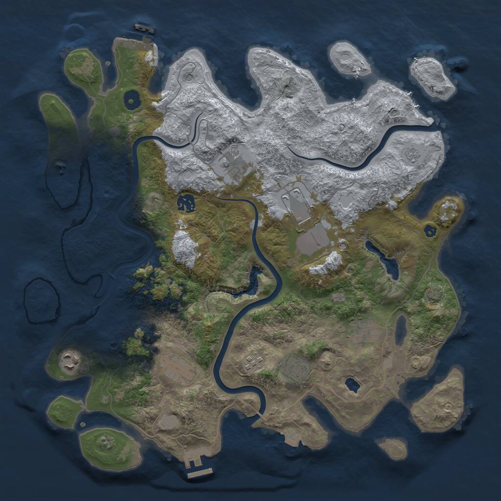 Rust Map: Procedural Map, Size: 4000, Seed: 514729333, 14 Monuments