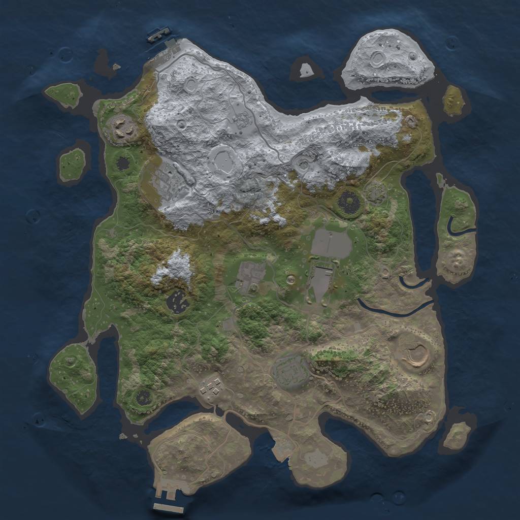 Rust Map: Procedural Map, Size: 3500, Seed: 651981, 16 Monuments