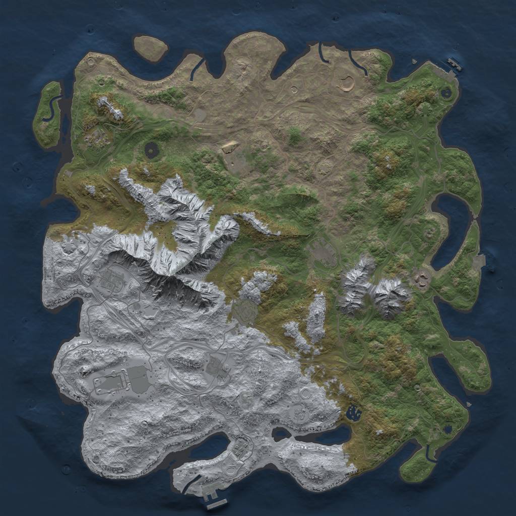 Rust Map: Procedural Map, Size: 5000, Seed: 50014, 19 Monuments