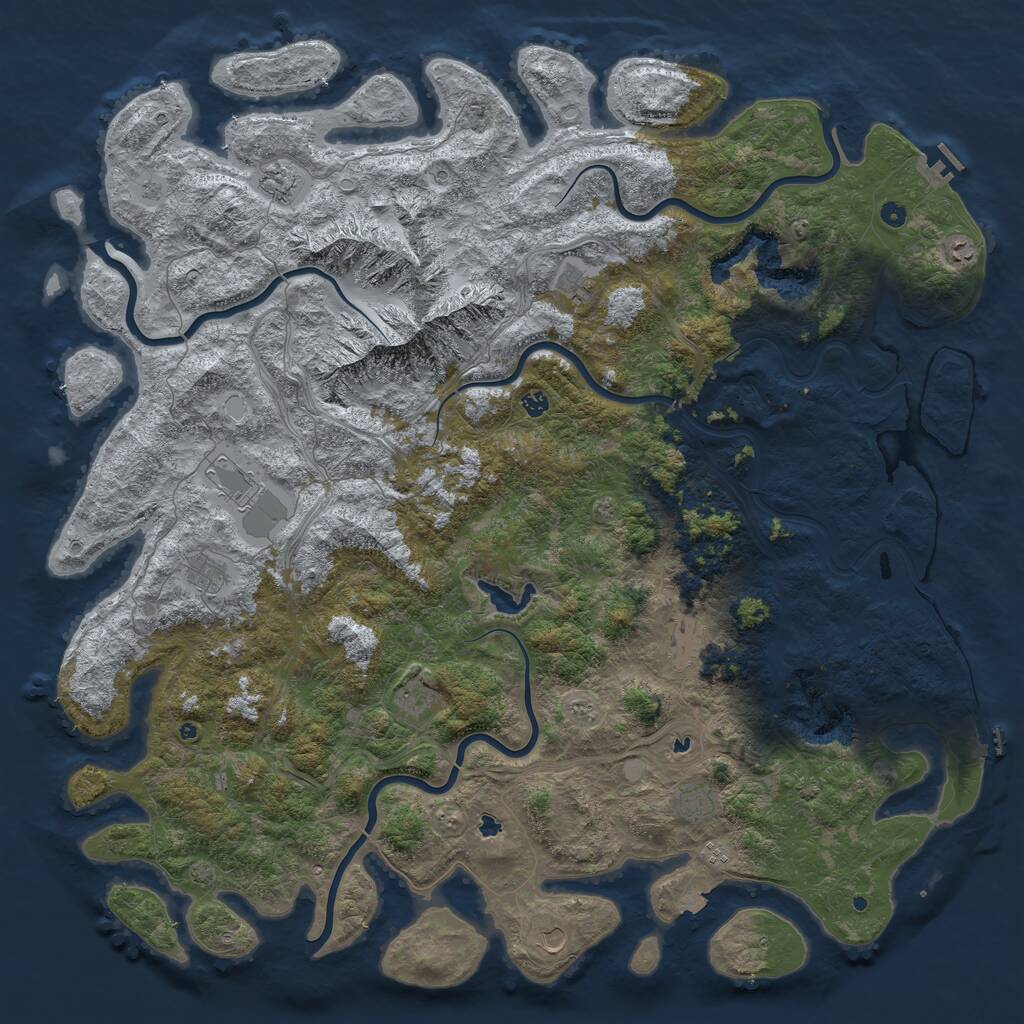 Rust Map: Procedural Map, Size: 6000, Seed: 7356449, 17 Monuments