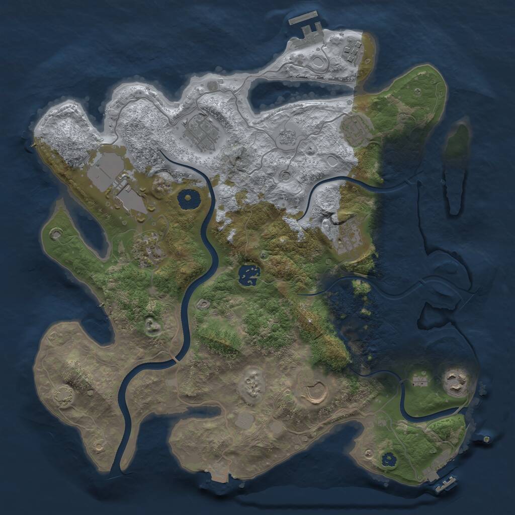 Rust Map: Procedural Map, Size: 3500, Seed: 795487520, 15 Monuments
