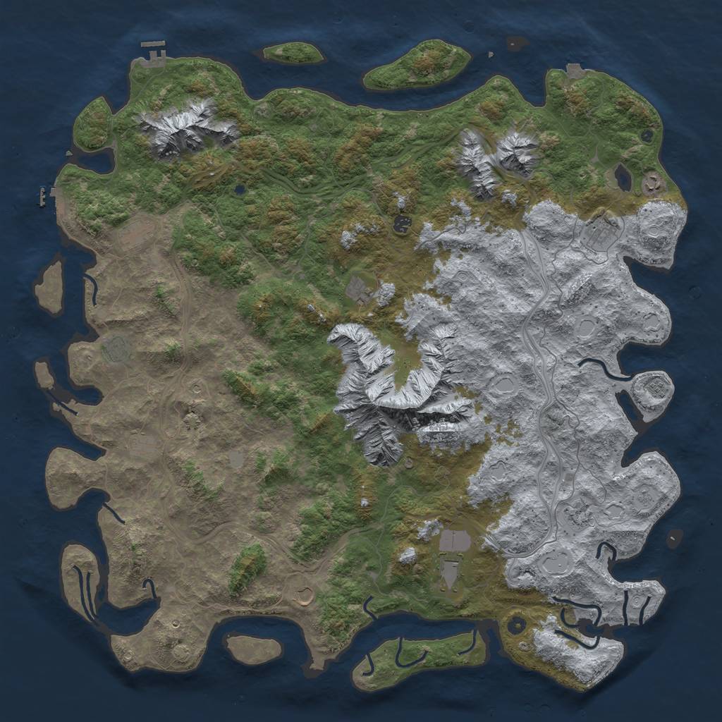 Rust Map: Procedural Map, Size: 6000, Seed: 3743, 19 Monuments