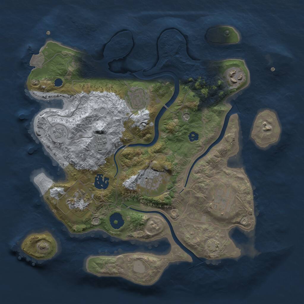 Rust Map: Procedural Map, Size: 3000, Seed: 1023127235, 11 Monuments