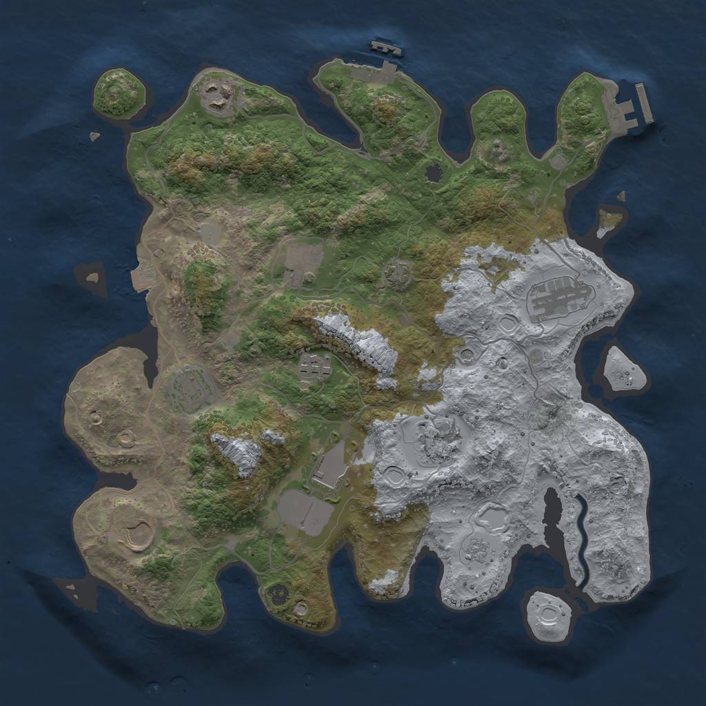 Rust Map: Procedural Map, Size: 3500, Seed: 1670931603, 16 Monuments