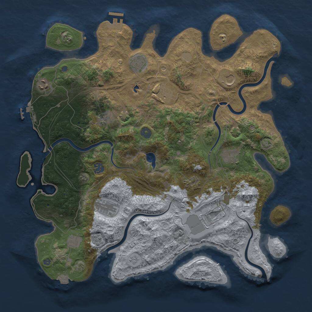 Rust Map: Procedural Map, Size: 4250, Seed: 851515198, 17 Monuments