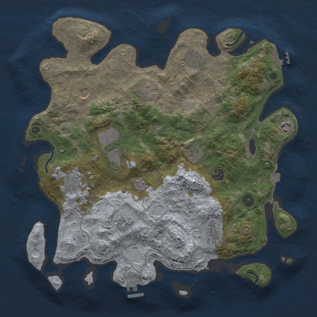 Rust Map: Procedural Map, Size: 4000, Seed: 702638437, 19 Monuments