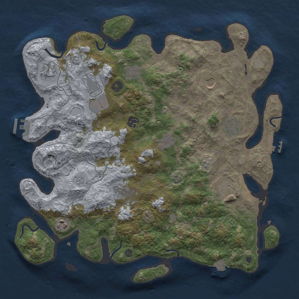 Rust Map: Procedural Map, Size: 4000, Seed: 845786807, 19 Monuments