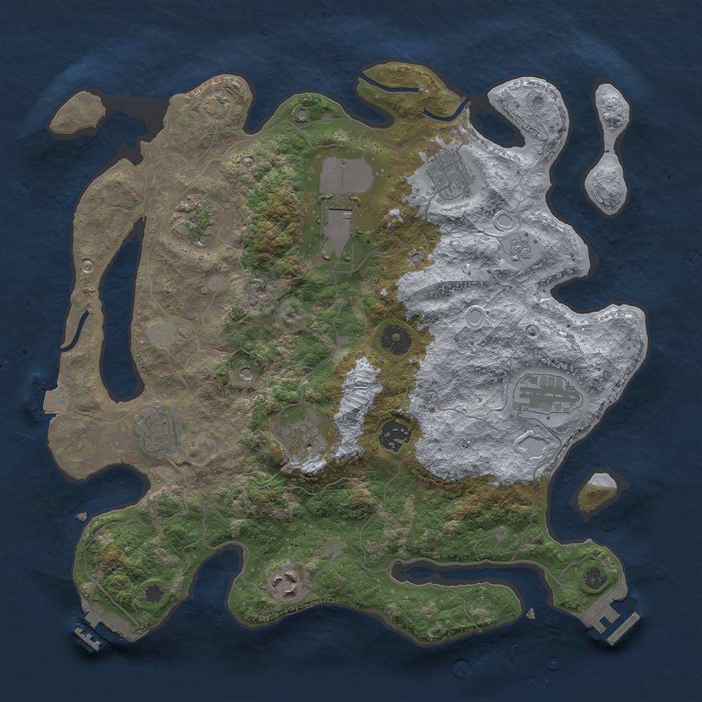 Rust Map: Procedural Map, Size: 3500, Seed: 396969, 16 Monuments