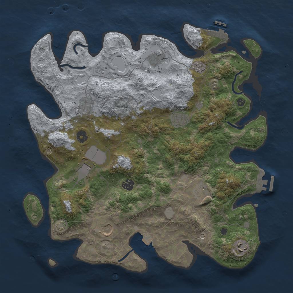 Rust Map: Procedural Map, Size: 3750, Seed: 2066137877, 17 Monuments